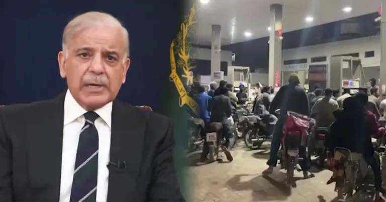 পাকিস্তানের প্রধানমন্ত্রী ও ফুয়েল স্টেশনে গ্রাহকদের দীর্ঘ লাইন